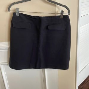 Navy faux pocket short pencil skirt